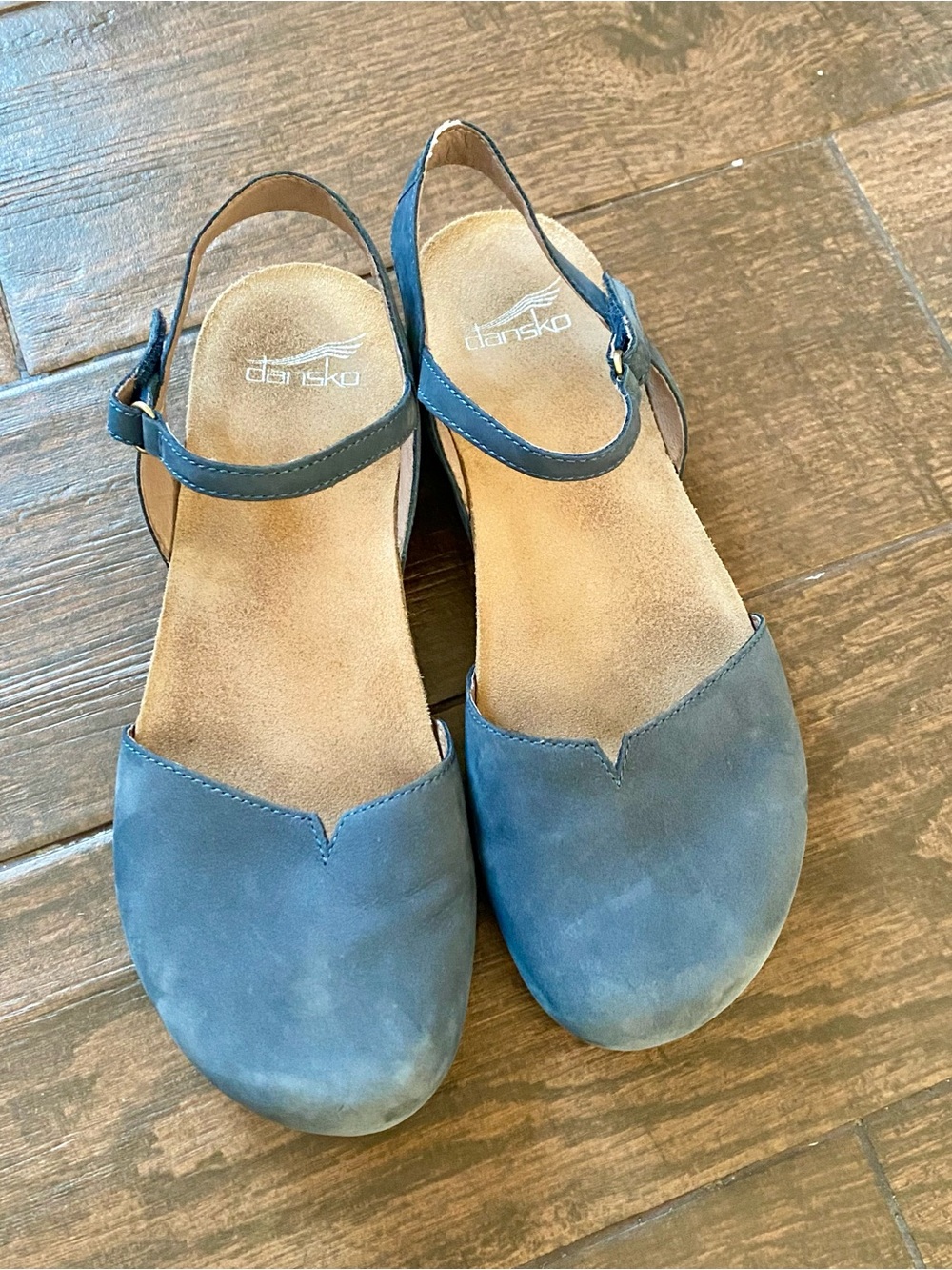 Dansko Rowan  Leather Closed-Toe Mary Jane Sandals Light Blue Women’s